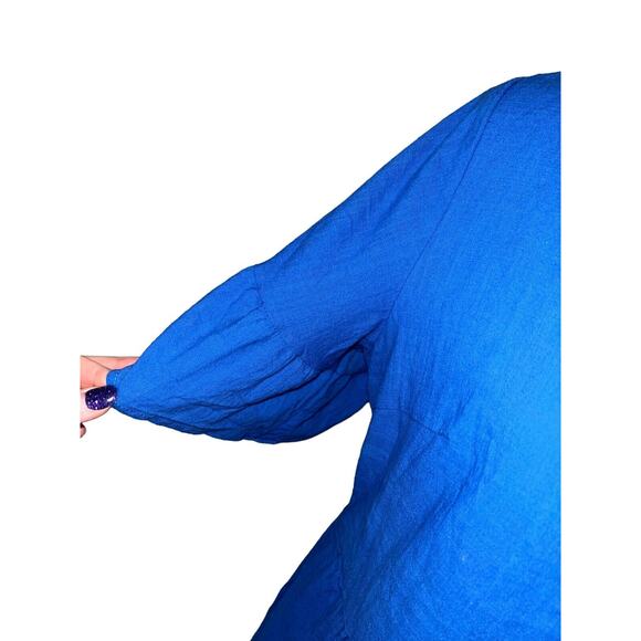 Fancyinn Dress Sz M Short Sleeve Cotton V-Neck Knee Length‎ Royal Blue - Picture 5 of 12